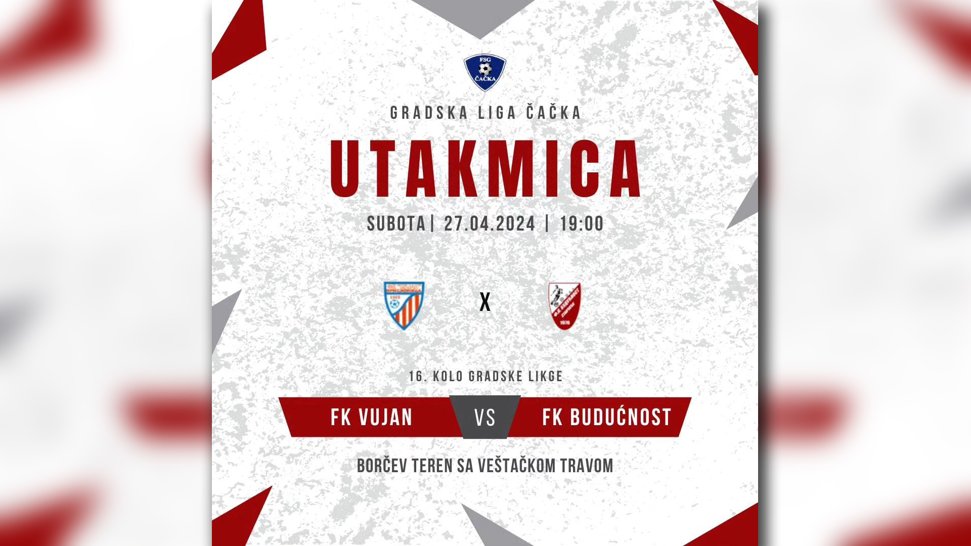 Susret FK Vujan iz Prislonice i FK Budućnost iz Stančića u subotu uveče 